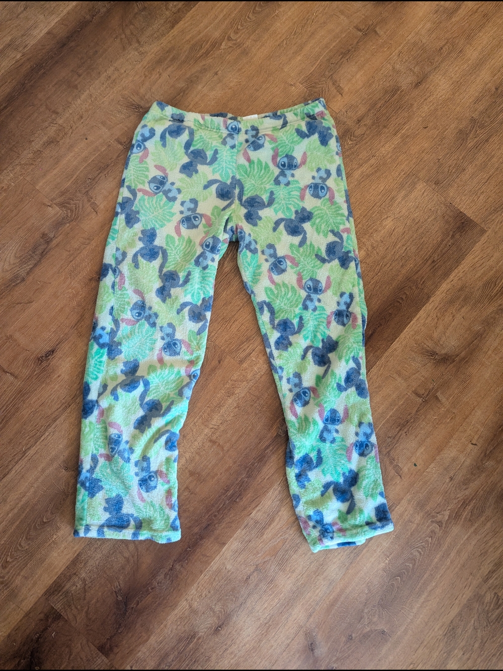 Disney Lilo And Stitch Fuzzy Fleece Pajama Pants with Stich Print - Green & Blue - Picture 3 of 3